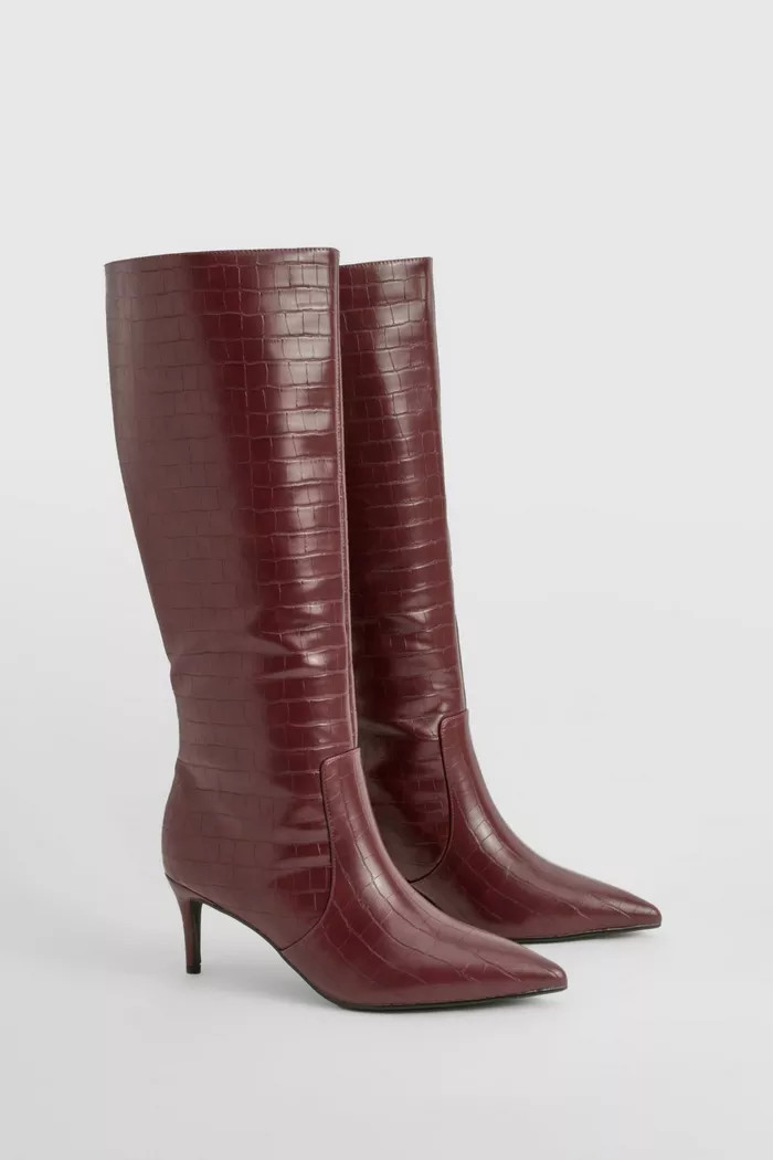 Curved Stiletto Knee High Boots | boohoo (US & Canada)