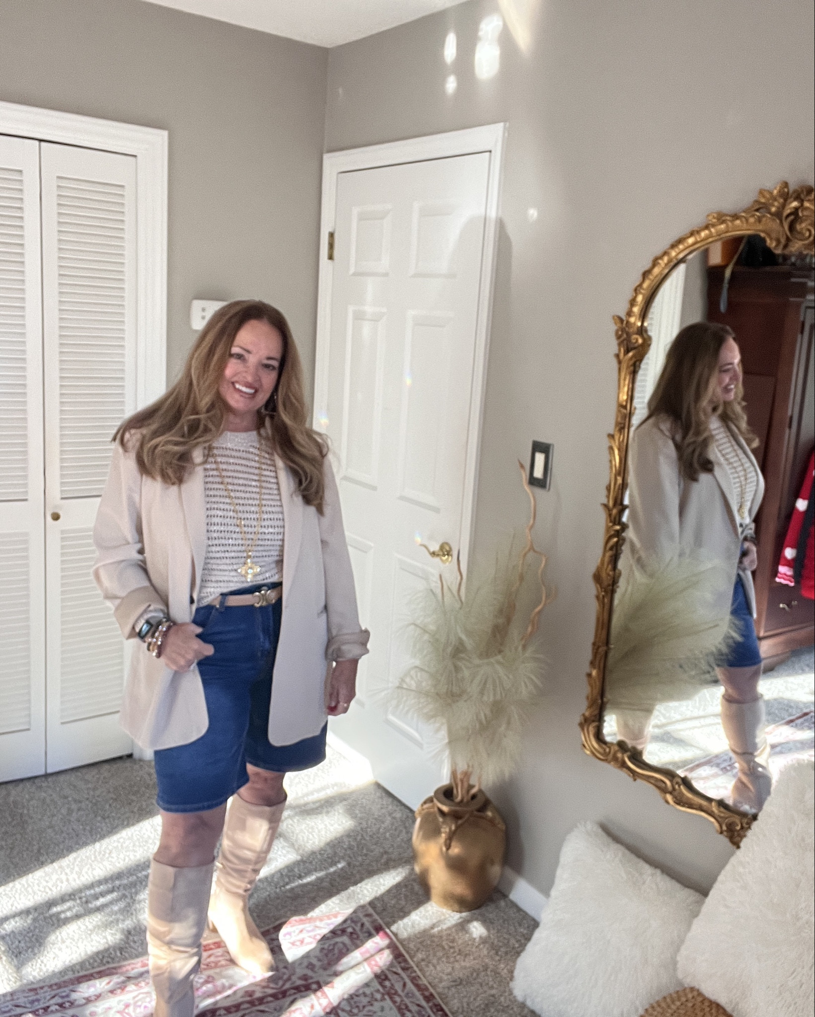 Transistion season look.. bermudas blazer styled .

#LTKOver40 #LTKMidsize #LTKWorkwear