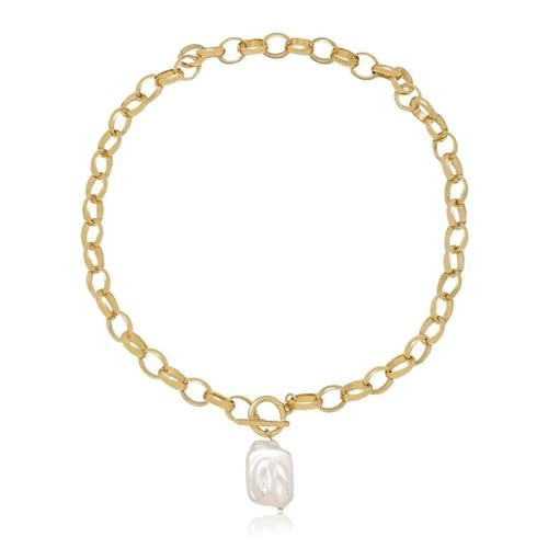 Ettika Pearl Necklaces For Women. Pearl Necklace, Edge of Water Pearl Pendant. 18kt Gold Plated Rolo Chain, Jewelry | Amazon (US)
