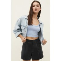 Stradivarius Faux Leather Shorts Black 10 | Stradivarius (UK)
