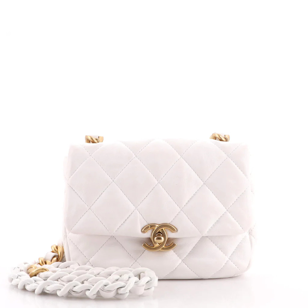 Lacquered Metal CC Flap Bag Quilted Lambskin Mini | Rebag