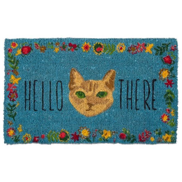 TAG 1'6" x 2'6" Hello There Cat Kitten Kitty Pet Coir Doormat Indoor Outdoor Welcome Mat | Target