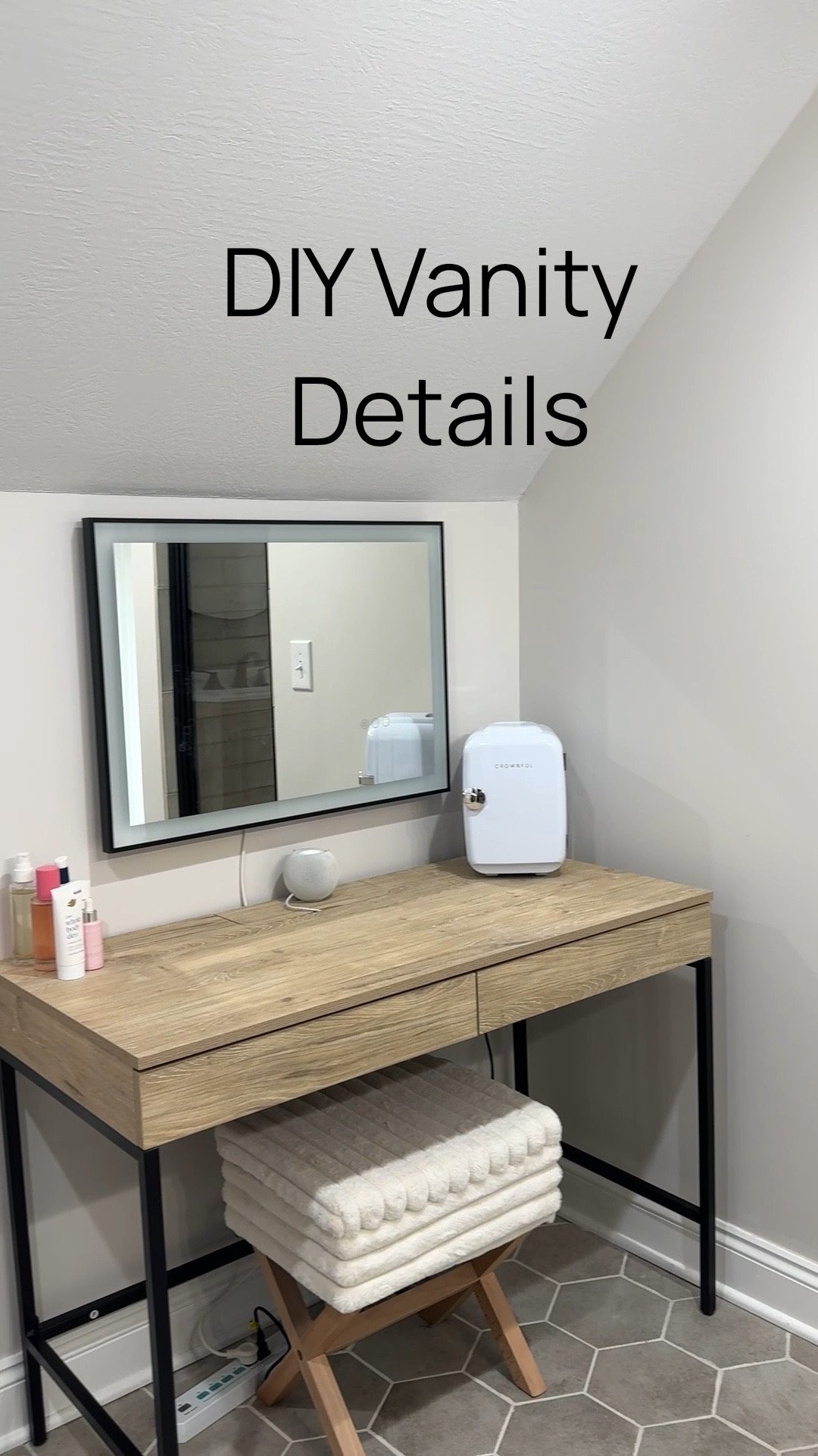 My favorite DIY vanity! Loving this desk & LED mirror 🥰 Also a mini fridge to keep your skincare cold and a bench with hidden storage! 

#vanity #diy #bathroomvanity #diyvanity #grwm #homedecor #house #aesthetic #neutraldecor

#LTKgrwm #LTKHome #LTKBeauty