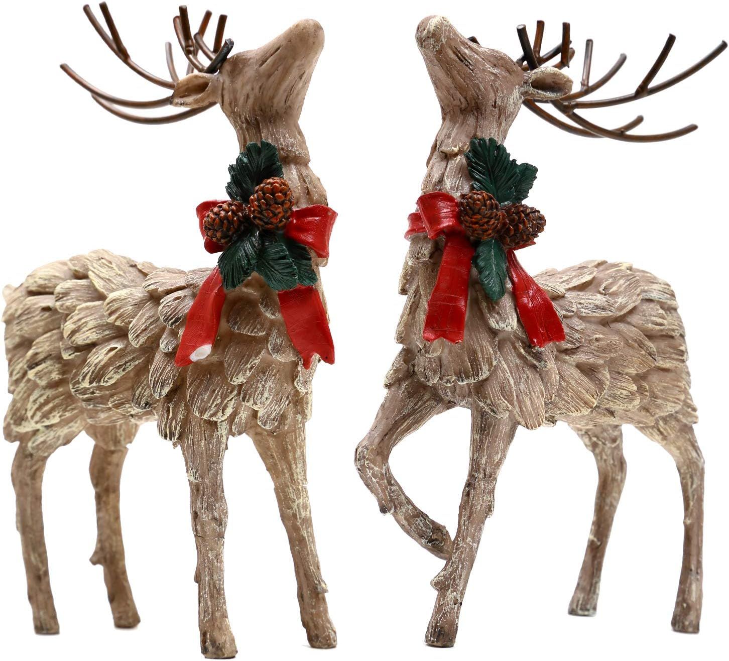 Topadorn Resin Holiday Deer Tabletop Holiday Figurine Christmas Decorative,2 Pack | Amazon (US)