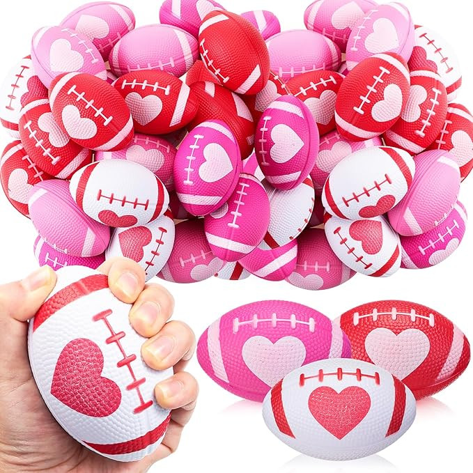 24 Pcs Valentine‘s Day Football Stress Balls 3.43'' Football Squeeze Foam Balls Stress Relief T... | Amazon (US)