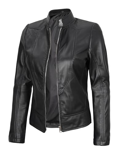 Decrum Disc Leather Jackets for Women - Black Leather Jacket | [1300872] Amy Black, S | Amazon (US)