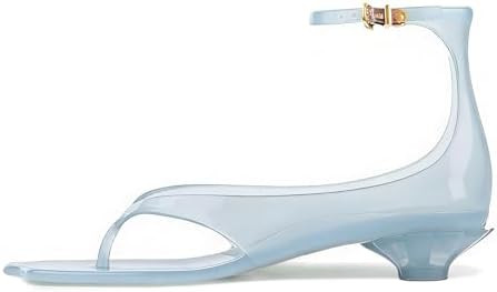 KISSASA Jelly Shoes for Women Fip Flop Flower Kitten Heel Sandals Clear Ankle Strap Thong Heels S... | Amazon (US)