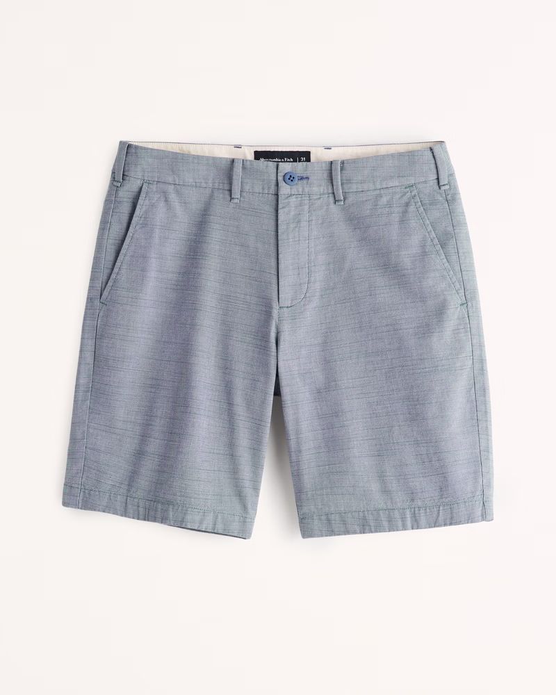 Abercrombie & Fitch Men's Twill Plainfront Shorts in Light Blue Texture - Size 36 | Abercrombie & Fitch (US)