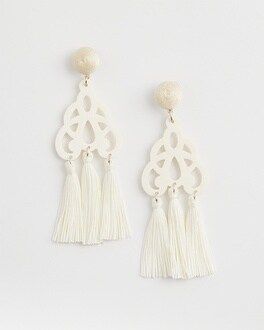 No Droop™ White Fringe Earrings, Chico’s Earrings, Boho Style, Coastal Fashion, Summer OOTD, Women’s | Chico's