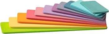 MERRYHEART Wooden Pastel Rainbow Building Board, 11Pcs Rectangle Rainbow Straight Slats, Wooden R... | Amazon (US)