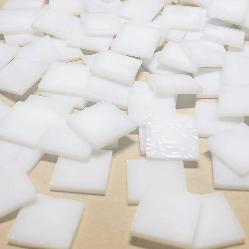 3/4" Opaque White Stained Glass Mosaic Tiles - Etsy | Etsy (US)