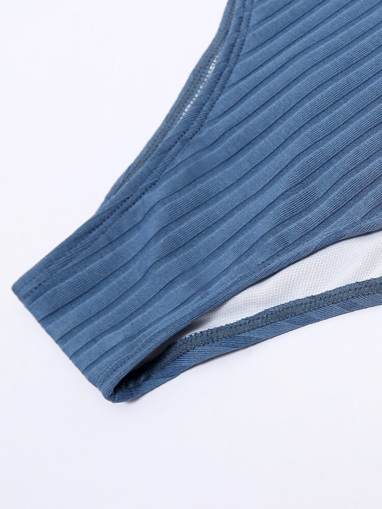 Rib High Waisted Bikini Swimsuit | SHEIN