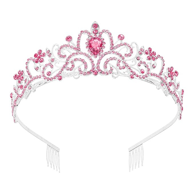 CAVETEE Tiaras and Crowns for Women Pink Tiaras Crowns Bridal Wedding Prom Birthday Party Headban... | Amazon (US)