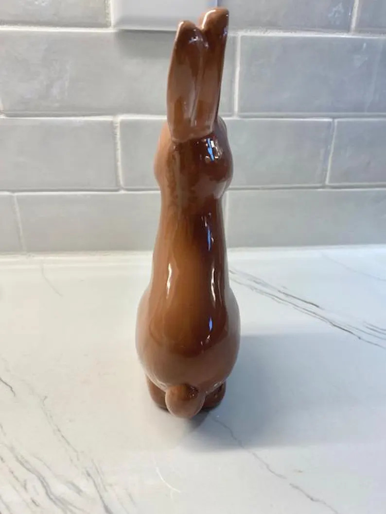 Ceramic Chocolate Easter Bunny Brown Rabbit Figurine Spring Home Decor Milk Chocolate Brown Faux ... | Etsy (US)