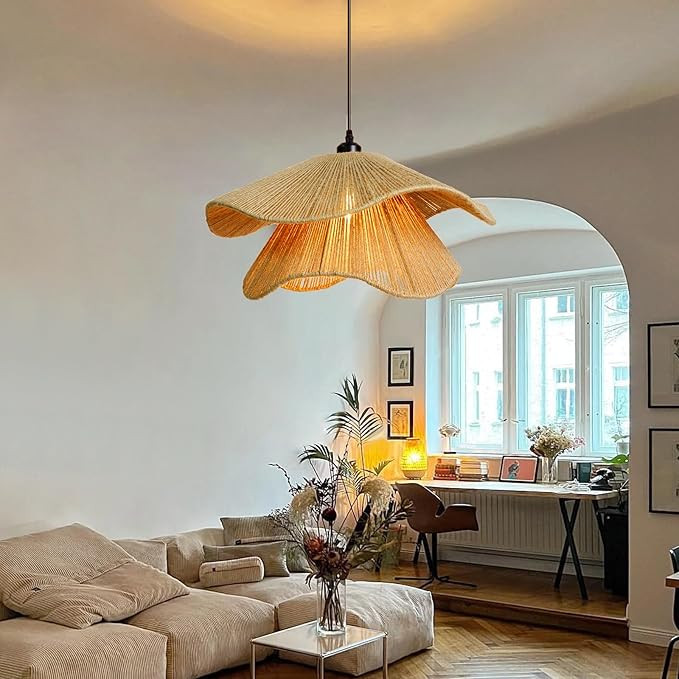 Arturesthome Rustic Woven Dome Pendant Light, Coastal Jute Rope Lampshade Hanging Lighting Fixtur... | Amazon (US)