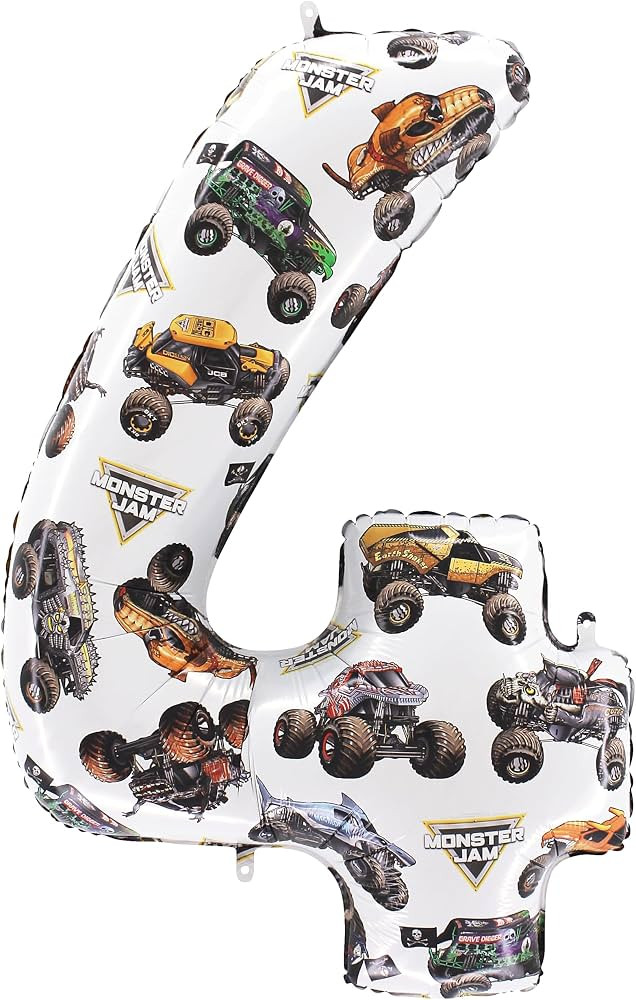 Toyland® 26" (66cm) Monster Jam™ Number 4 Foil Balloon - Large Monster Truck Birthday Balloon ... | Amazon (CA)