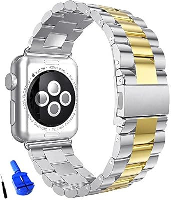 HUANLONG Compatible with Apple Watch Band, Solid Stainless Steel Metal Replacement Watchband Brac... | Amazon (US)