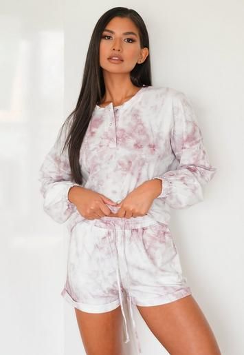 Pink Tie Dye Top And Shorts Loungewear Set | Missguided (US & CA)