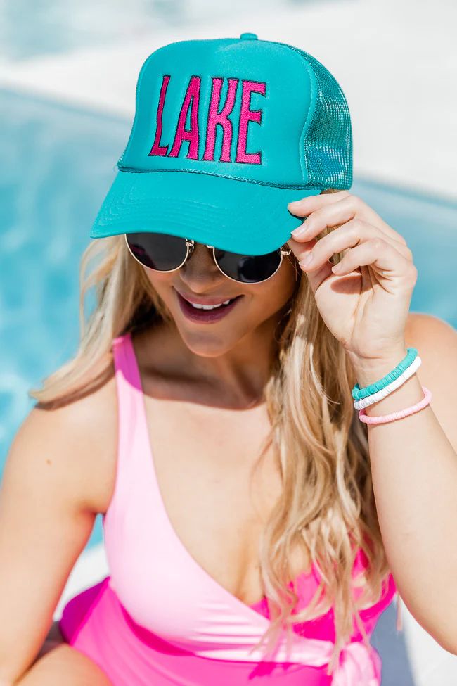 Lake Teal Trucker Hat | Pink Lily
