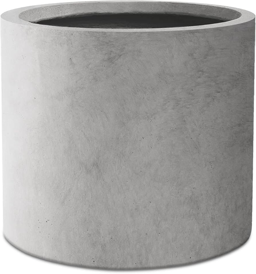Kante 12.6" Dia Concrete Outdoor Modern Cylindrical Planters, Natural Concrete | Amazon (US)