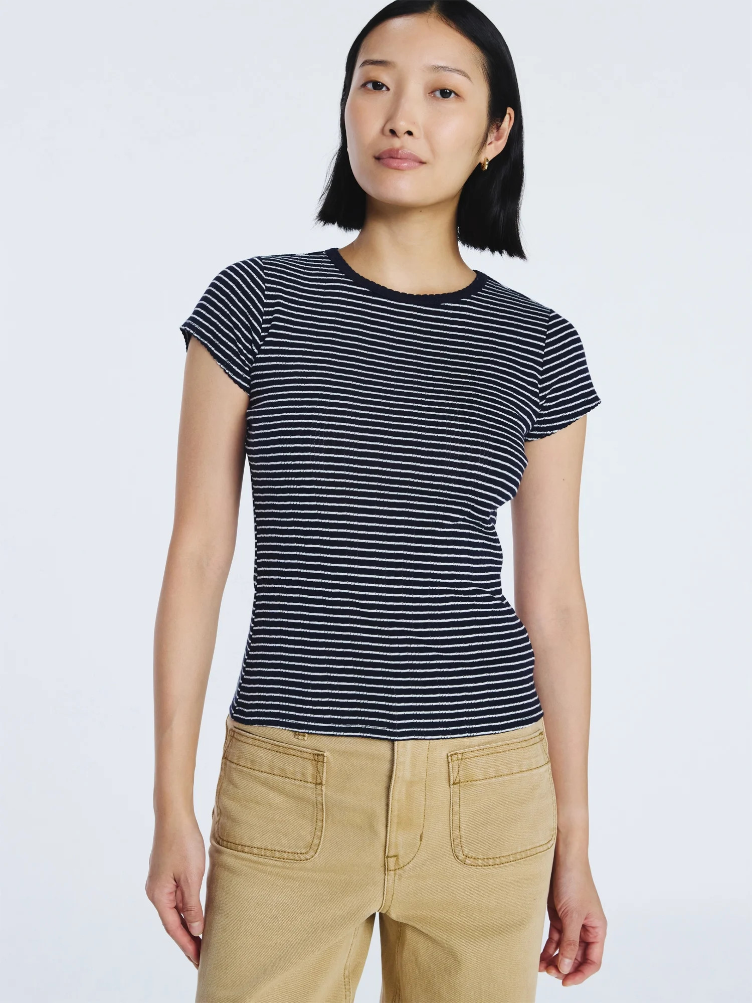 Free Assembly Women's and Women's Plus Pointelle Mini Tee with Short Sleeves, Sizes XS-4X | Walmart (US)