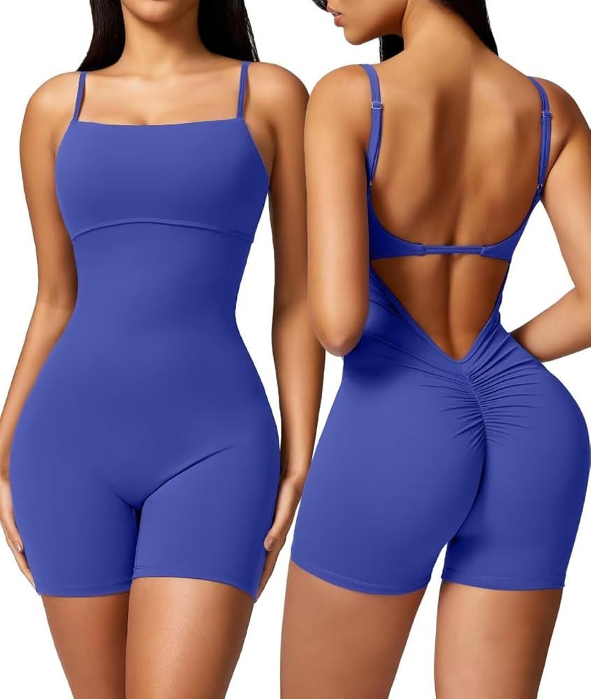 Vertvie One Piece Jumpsuits for Women Sleeveless Backless Tummy Control Workout Jumpsuit Shorts V... | Amazon (US)