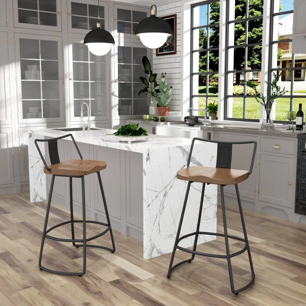 Johannsen Swivel Solid Wood Counter & Bar Stool (Set of 2) | Wayfair North America