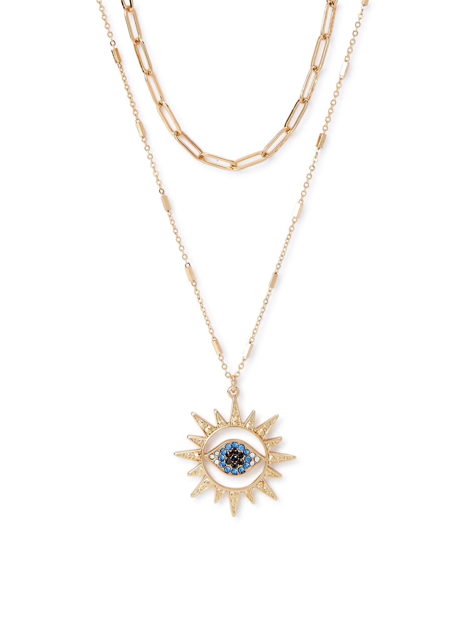 Sofia Jewelry by Sofia Vergara Women's Gold-Tone Multi Stone Evil Eye Pendatnt Necklace - Walmart... | Walmart (US)