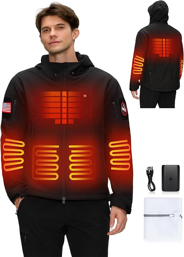 Heated Jacket for Men with 12V Battery Pack, Winter Outdoor Soft Shell Electric Heating Coat with... | Amazon (US)