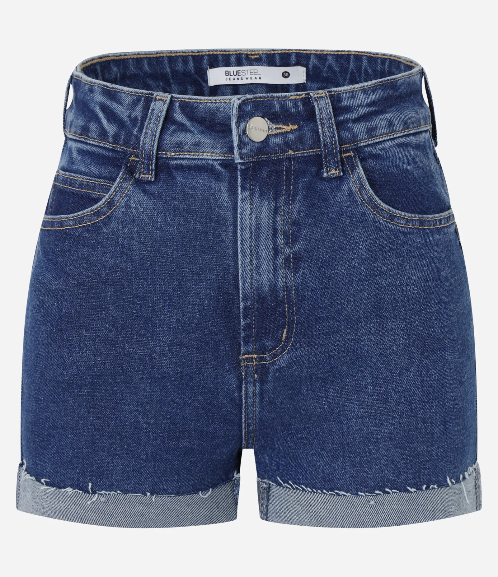 Short Hot Pants em Jeans com Cintura Alta e Barra Dobrada Azul Médio - Lojas Renner | Renner (BR)