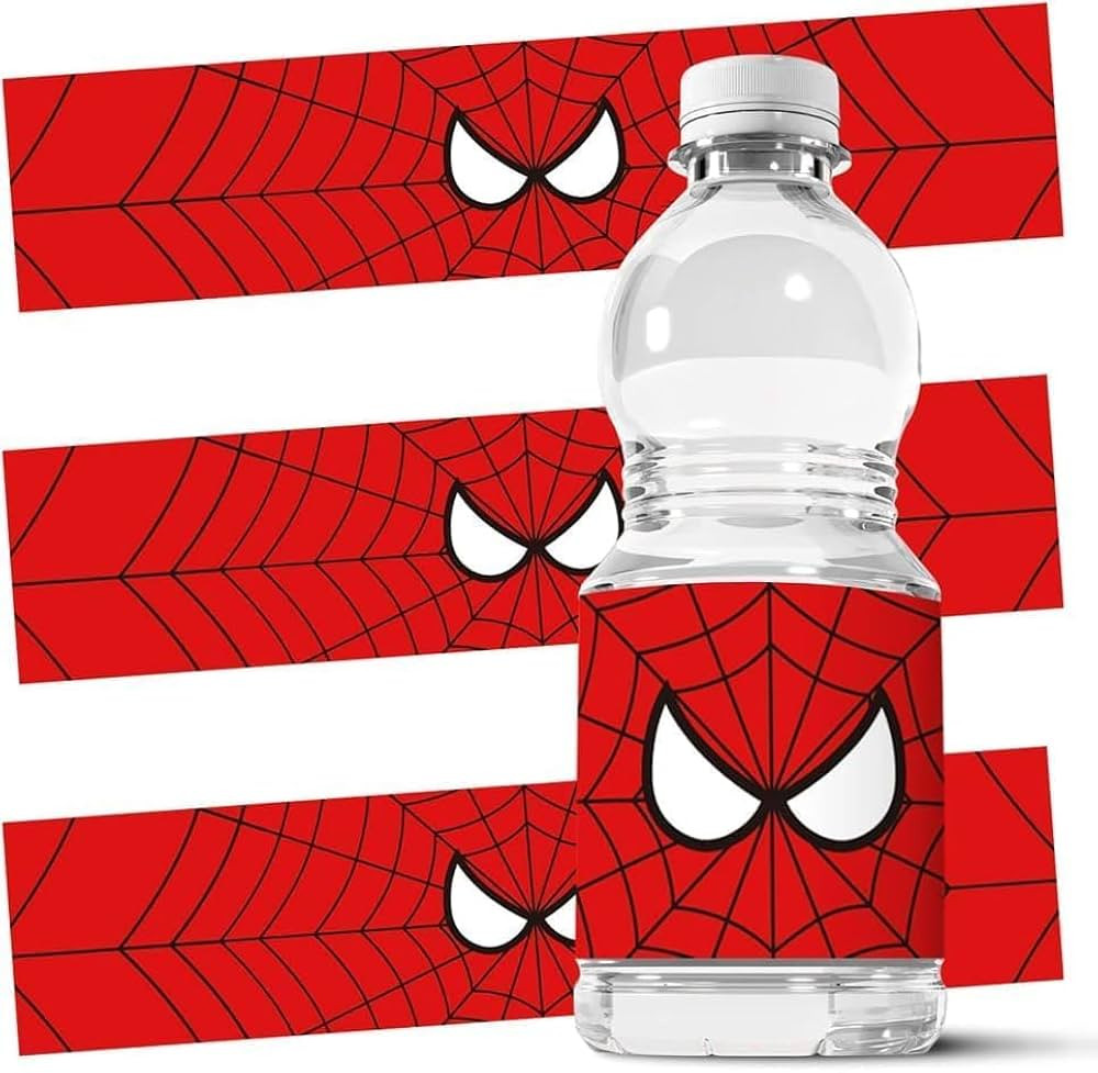 20 Red Spider Bottle Label Water Bottle Stickers Birthday Party Supplies for Girls Boys | Amazon (US)