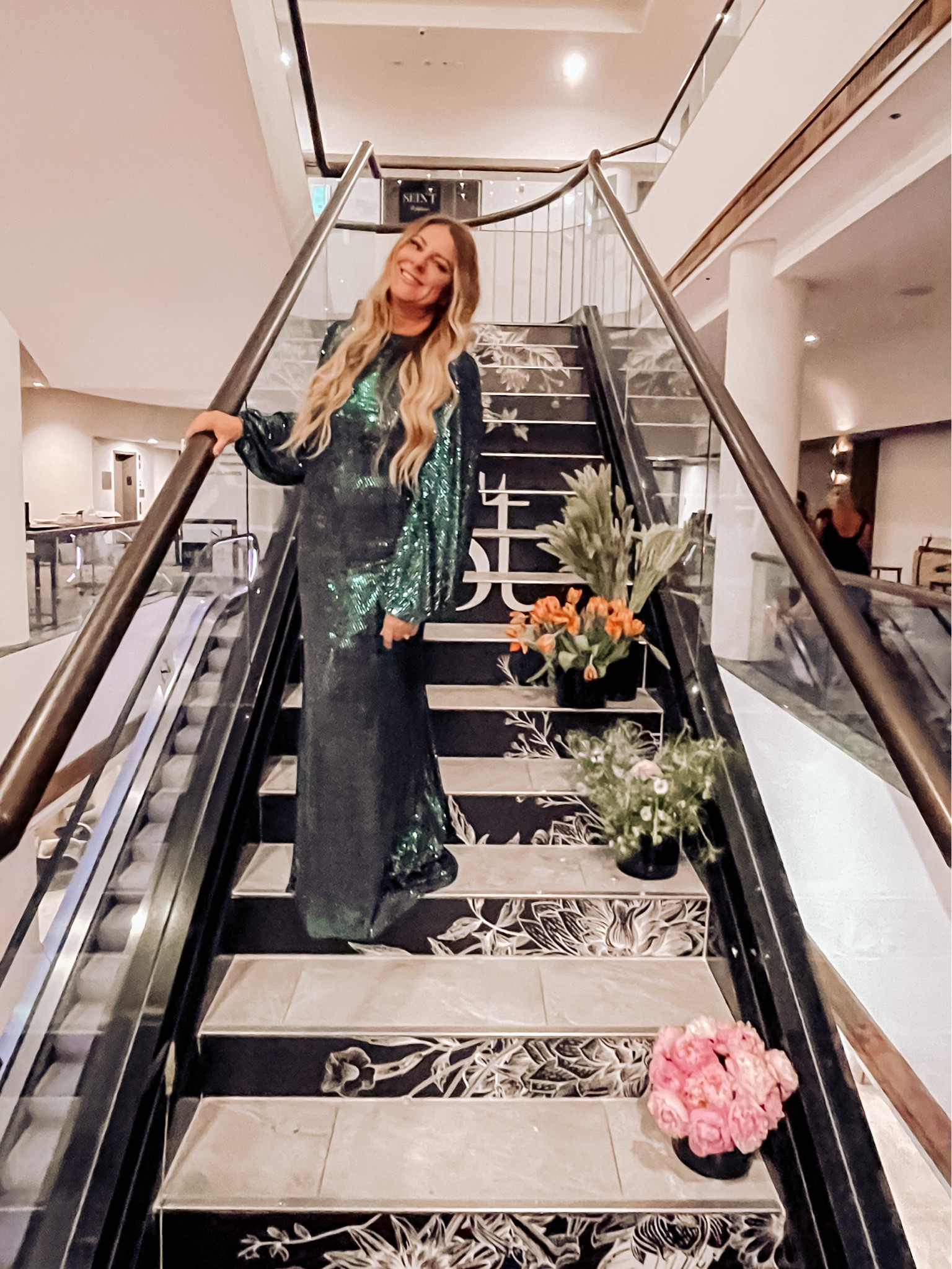Mac Duggal metallic long sleeve trumpet gown in emerald green.. so comfortable and easy to wear. For reference, I’m 5’9” and 215 lbs - wearing a size 16 (the size 14 fit me better in the chest, but was a little snug on my tummy). Definitely needed heels even at my height. 

#LTKFind #LTKwedding #LTKcurves