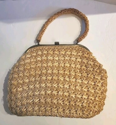Vintage Mod 1960s Purse Handbag  Cream Raffia Woven Made in Japan Retro Nice Con  | eBay | eBay US