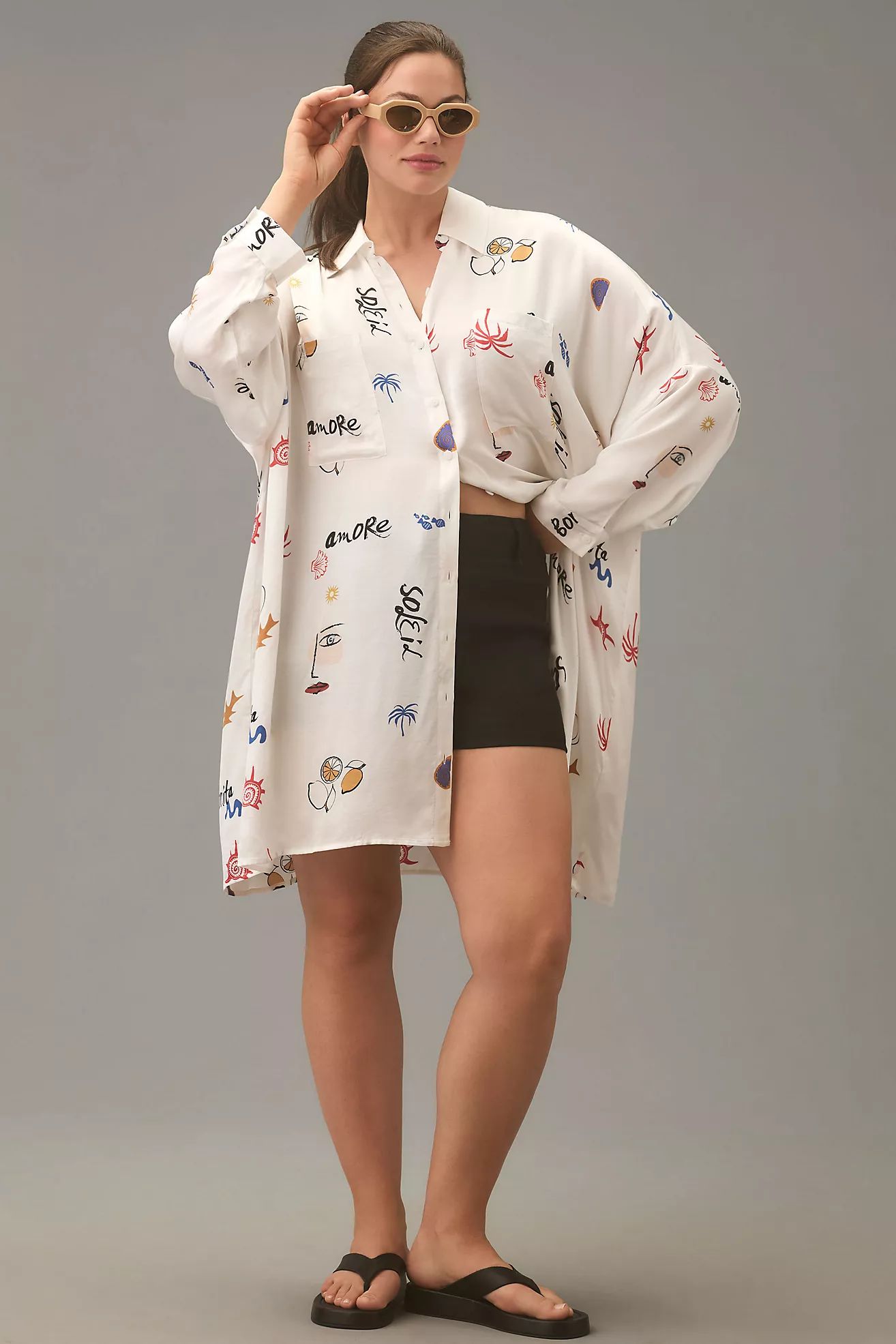 Corey Lynn Calter Long-Sleeve Printed Mini Shirt Dress | Anthropologie (US)