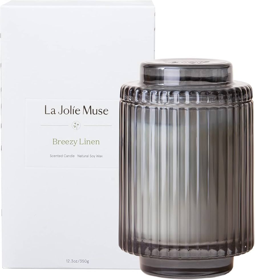 LA JOLIE MUSE Linen Scented Candle, Candles for Home Scented, Luxury Jar Candles Gifts for Women ... | Amazon (US)