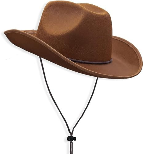 COLLECT PRESENT Felt Studded Western Cowboy Hat for Men, Women & Teens | Adult Sizes | Costume Accessory (Brown) | Amazon (US)