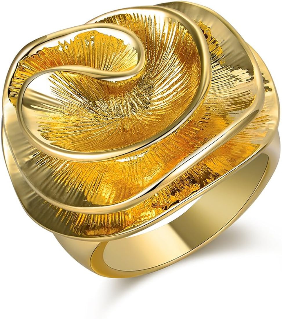 Mytys Cocktail Rings for Women Fashion 18K Gold Plated & Silver Flower Statement Ring Wedding Eng... | Amazon (US)