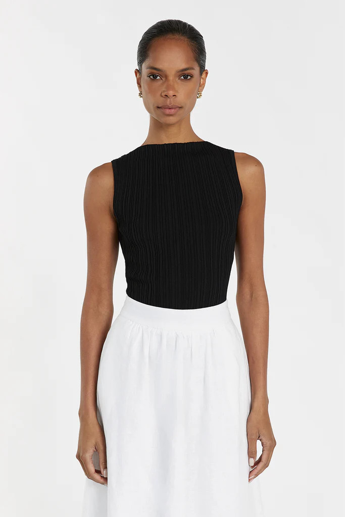 SIENNA BLACK KNIT TANK | DISSH