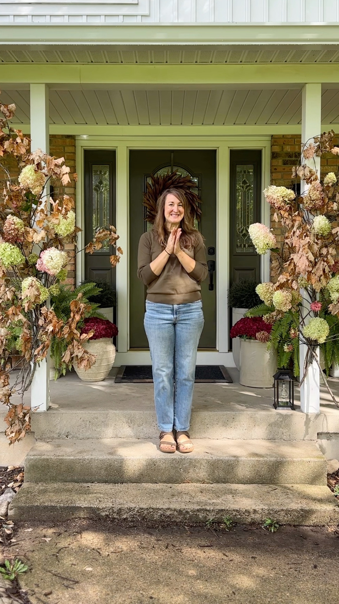 Create a beautiful front porch for fall with my favorite faux mums, faux evergreen topiary balls, some simple porch pots and dried leaves and hydrangeas. No pumpkins needed this early in the season. We can always add those later. 😉 🍁 My mums are on sale too!

Fall front porch decor complete! 

#LTKFindsUnder100 #LTKHome #LTKFindsUnder50