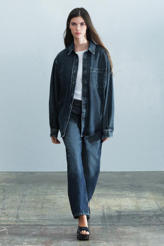 Zara - Zw Collection Denim Shirt - Blue - Xl - Woman | Zara US