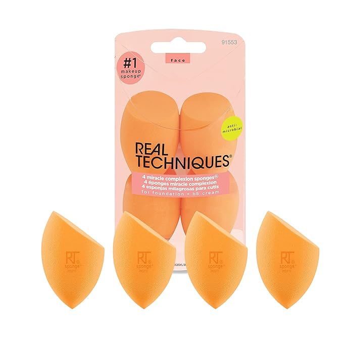 Real Techniques Miracle Complexion Beauty Sponge Makeup Blender, Set of 4 | Amazon (US)