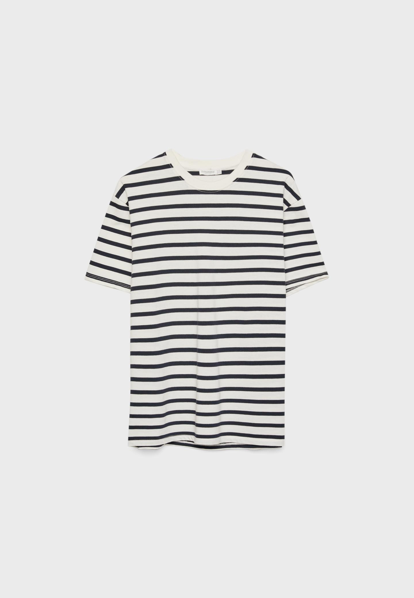 T-shirt basique boxy heavy weight à rayures - T-shirts femme | Stradivarius France | Stradivarius (FR)