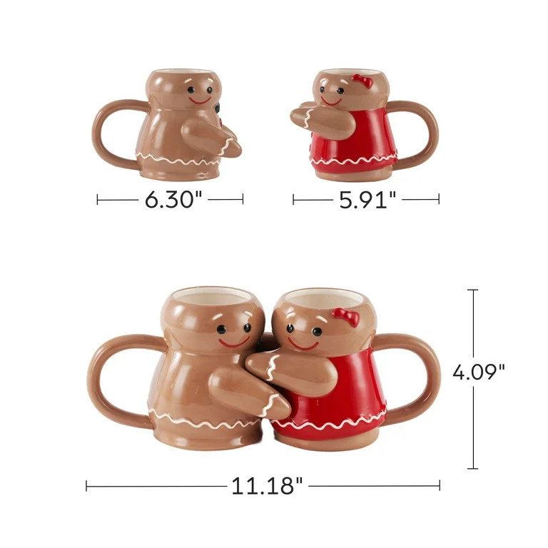 Holiday Time Ceramics Gingerbread Hug Mug 16.5 Oz Set of 2 | Walmart (US)