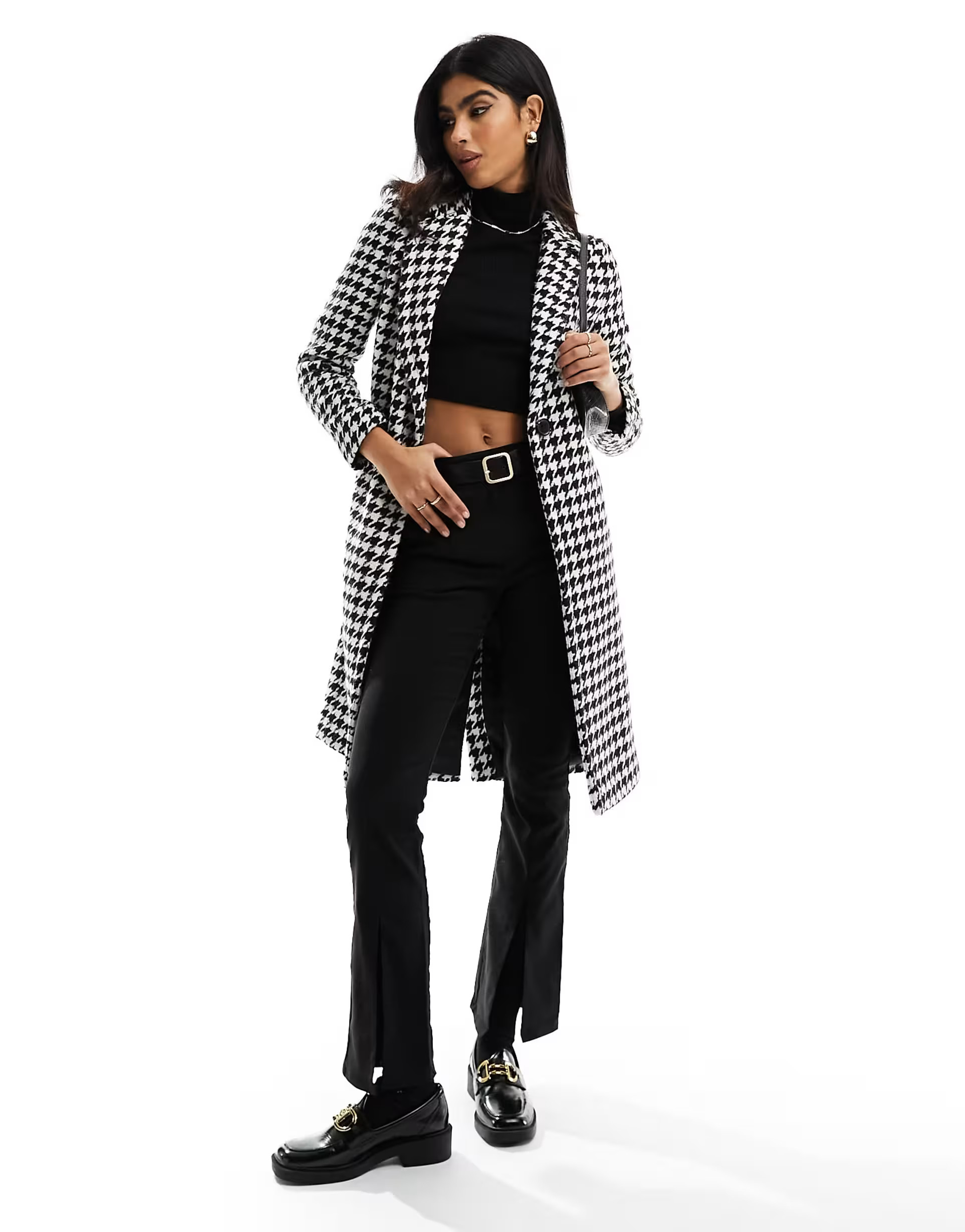 Helene Berman one button college coat in houndstooth | ASOS (Global)