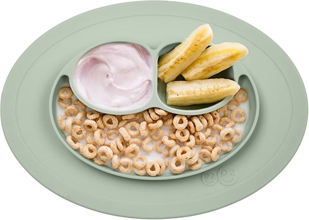 ezpz Mini Mat for 12 Months+ (Sage) - 100% Silicone Baby Plates with Suction and Built-in Placema... | Amazon (US)