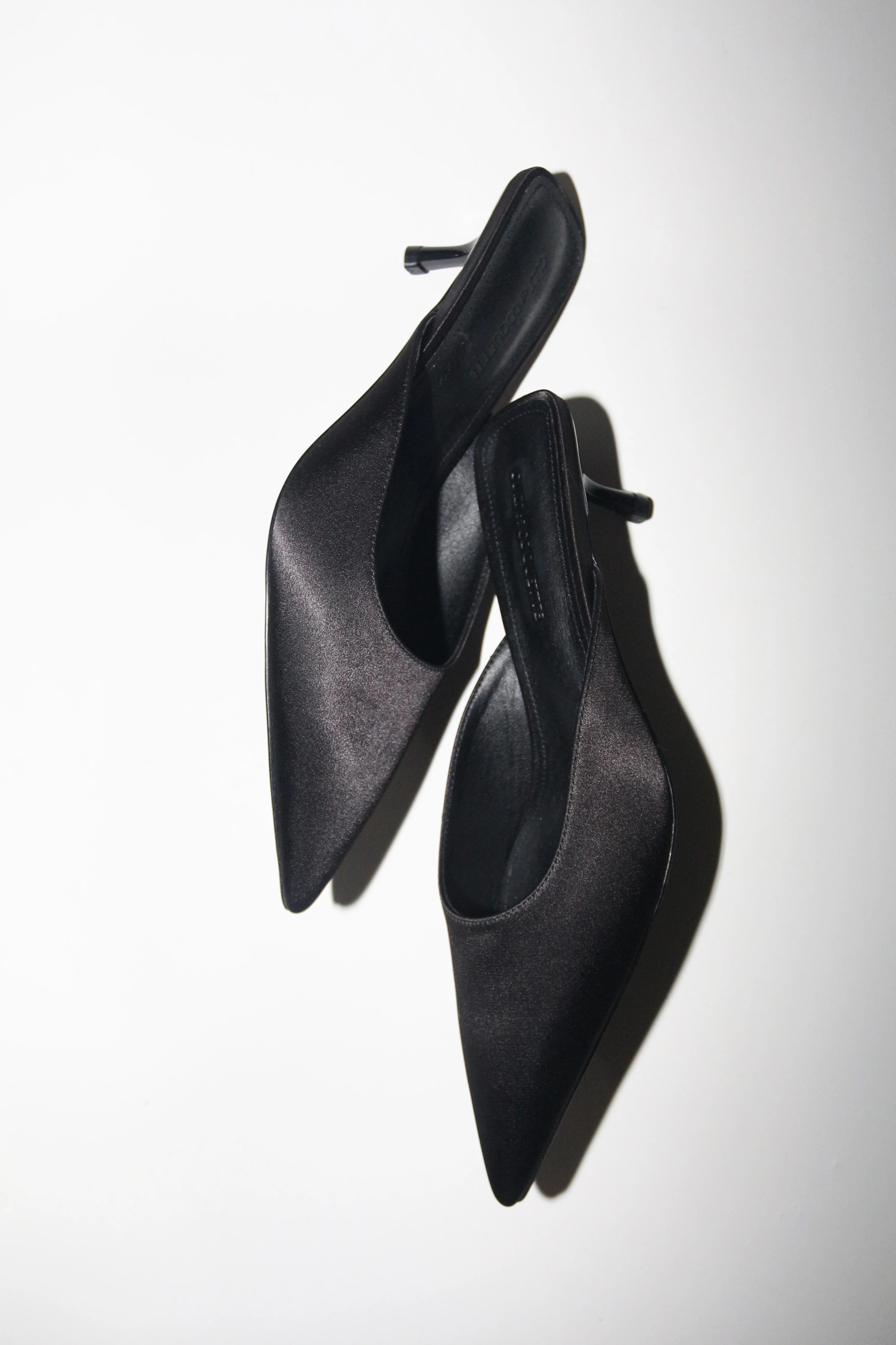 Nadia Black Satin Mule 40 mm | CULT OF COQUETTE