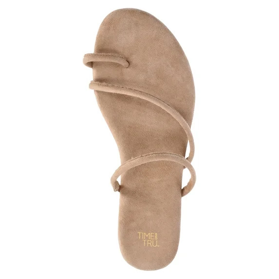 Time and Tru Women's Faux Suede Barely There Toe Loop Sandals | Walmart (US)