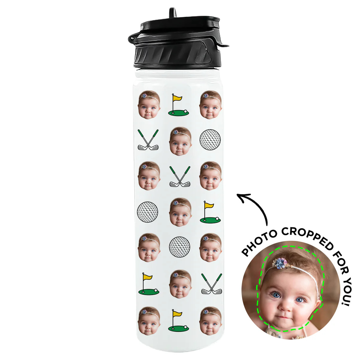 Personalized Golf Pattern Water Bottle | Type League Press