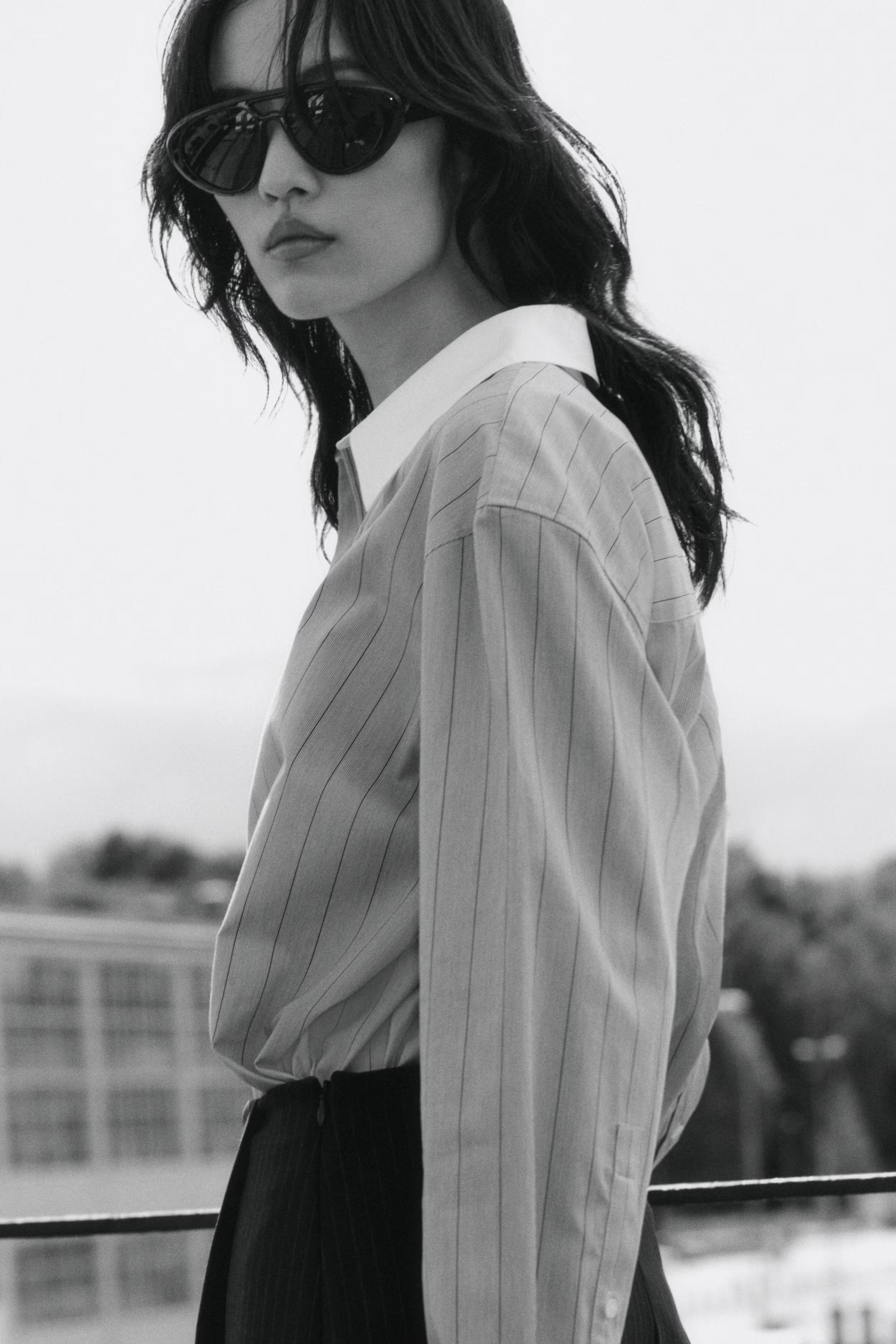 Poplin Shirt - Blue/white striped - Ladies | H&M US | H&M (US + CA)