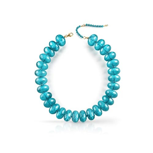 Zurlcdye Beaded Necklace for Women Statement Chunky Stone Necklace Blue Bead Jewelry Summer Beach Vacation Accessories Gift | Amazon (US)